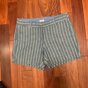 J. Crew 100% cotton blue/white striped shorts